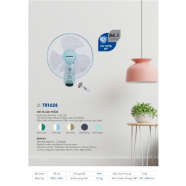 Quạt treo tường Senko TR1628 có remote 47W