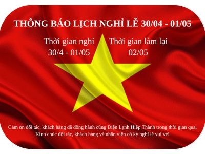 Thông báo lịch nghỉ lễ 30/04 - 01/05