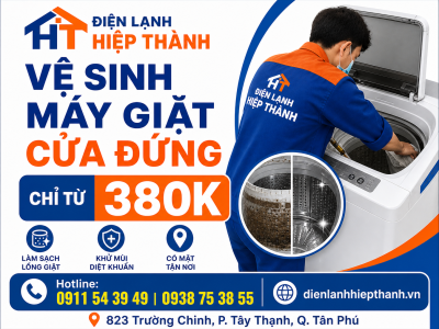 Vệ sinh máy giặt cửa đứng sạch sâu chỉ 380K